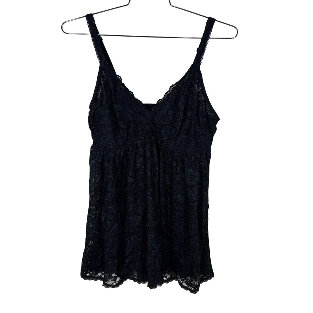 Torrid Curve Black Floral Lace Babydoll Lingerie Size 2